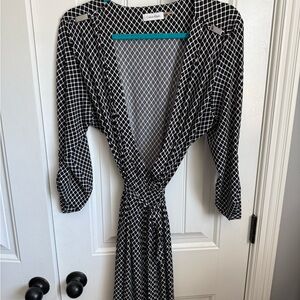 Calvin Klein Black and White Geometric Wrap Top